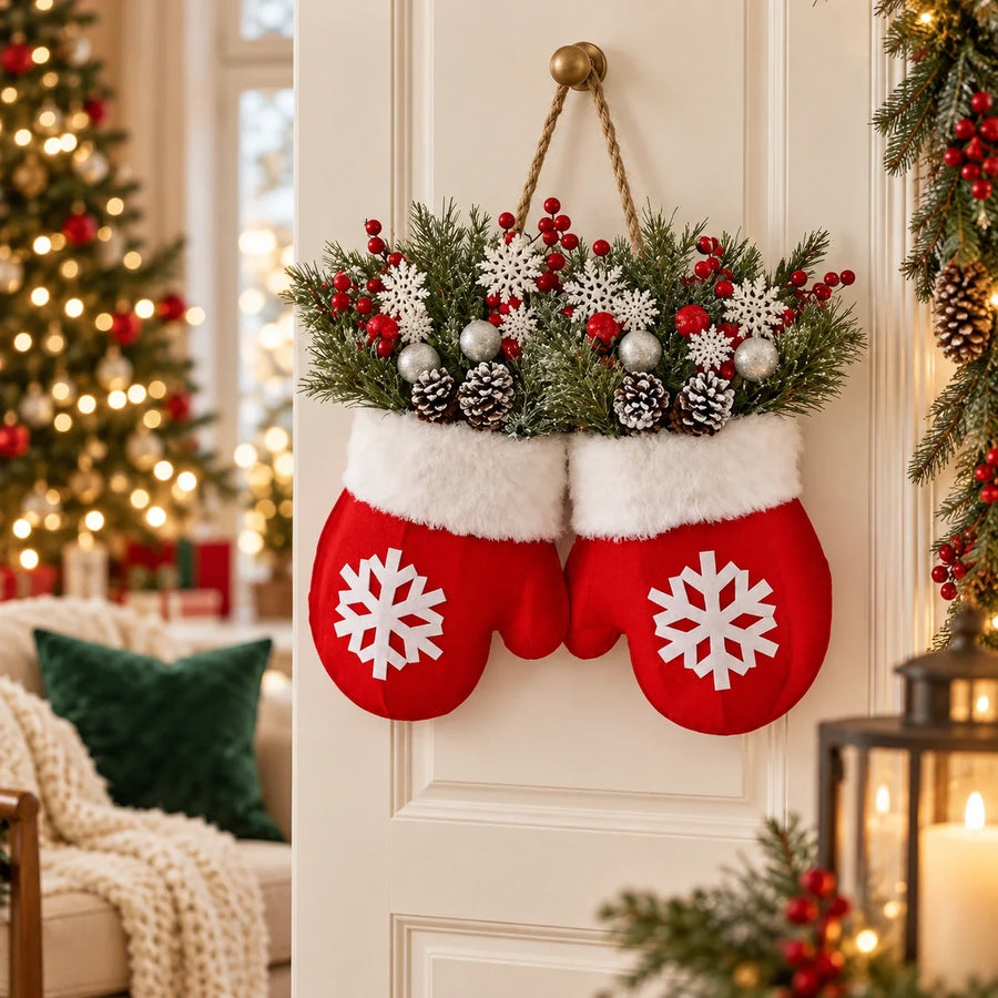 Christmas Mitten Wreath — Christmas room styling