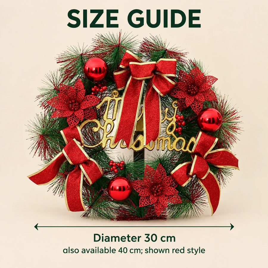 Classic Christmas Ornament Wreath — Size guide