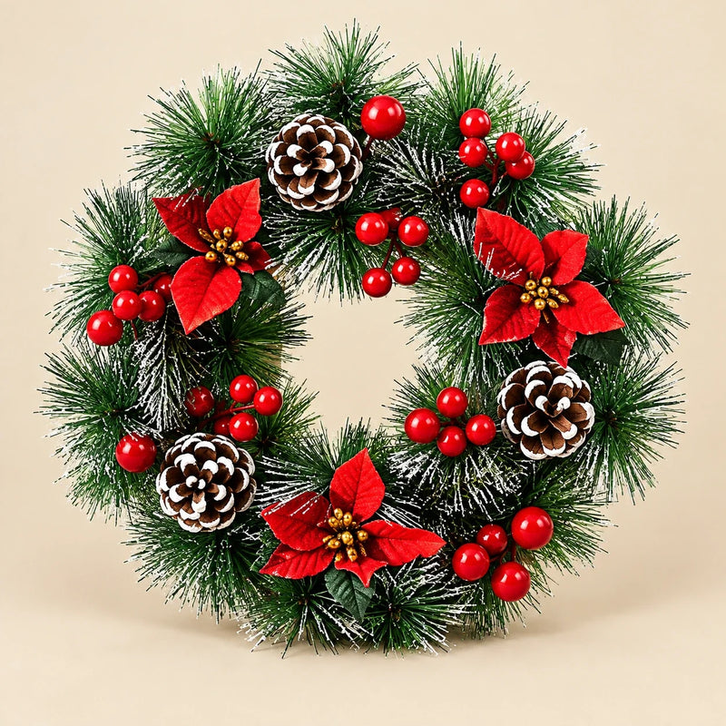 Poinsettia Christmas Wreath — Beige studio