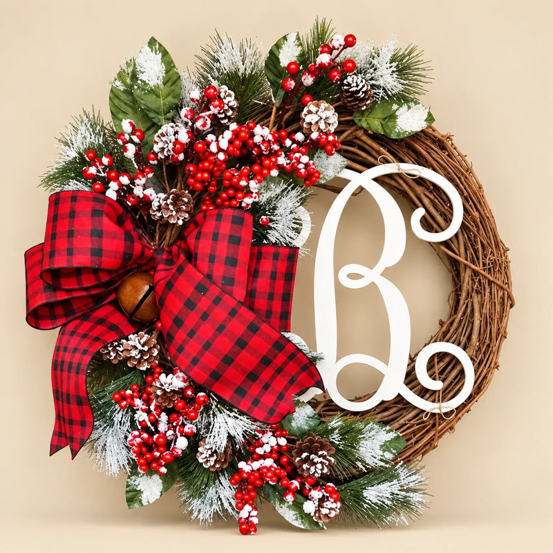 Monogram Christmas Wreath — Beige studio