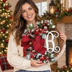 Monogram Christmas Wreath — Held by a model