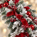 Snowy Christmas Door Garland — Close-up details