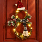 Lighted Snowman Wreath — Close-up details