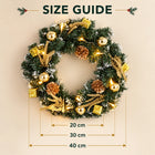 Lighted Gold Gift Wreath — Size guide