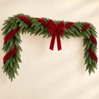 Norfolk Pine Garland with Red Velvet Bows — Alternate view