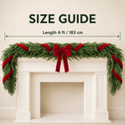 Norfolk Pine Garland with Red Velvet Bows — Size guide
