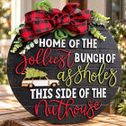 Jolliest Bunch Christmas Door Sign — Close-up details