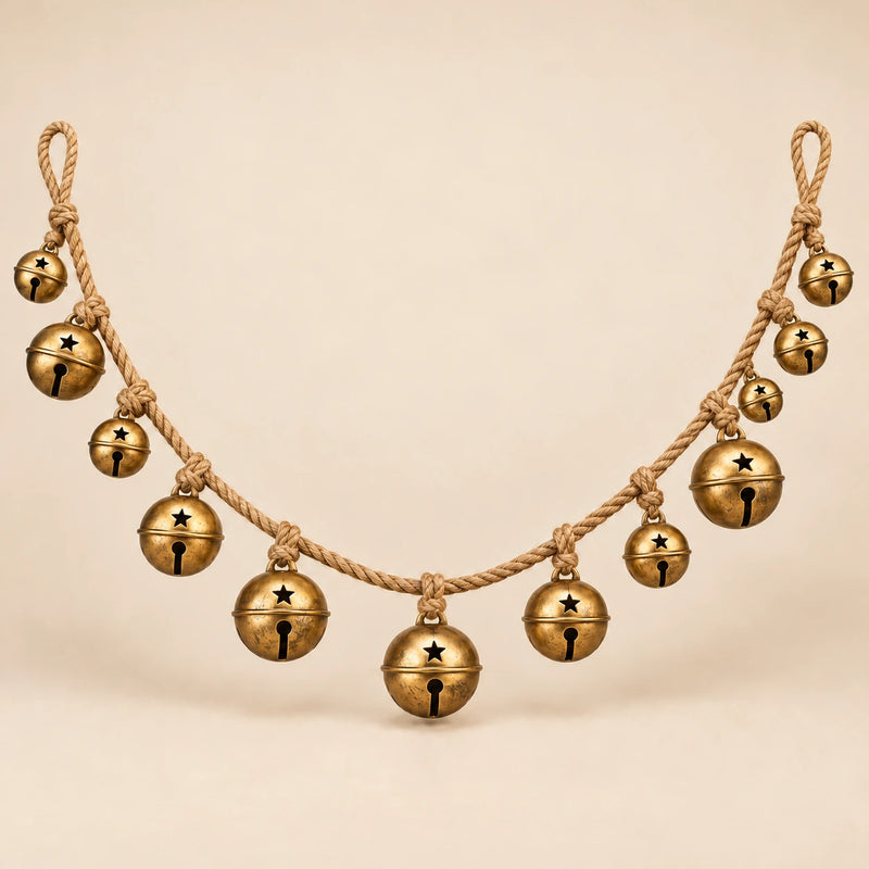 Antique Gold Jingle Bell Garland — Beige studio