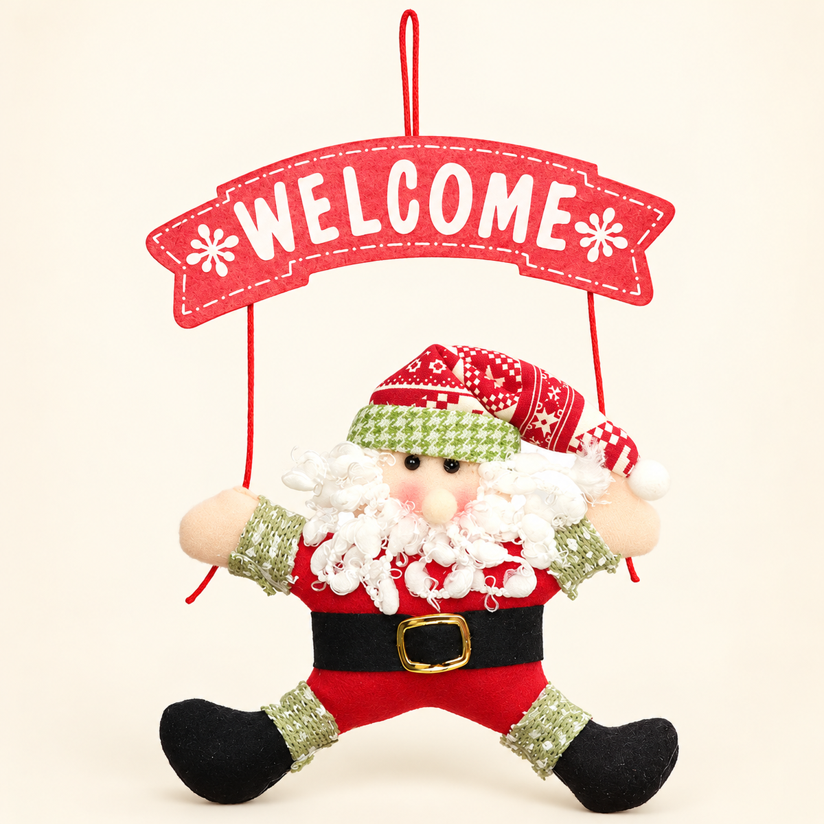 Santa Welcome Door Hanger — Red