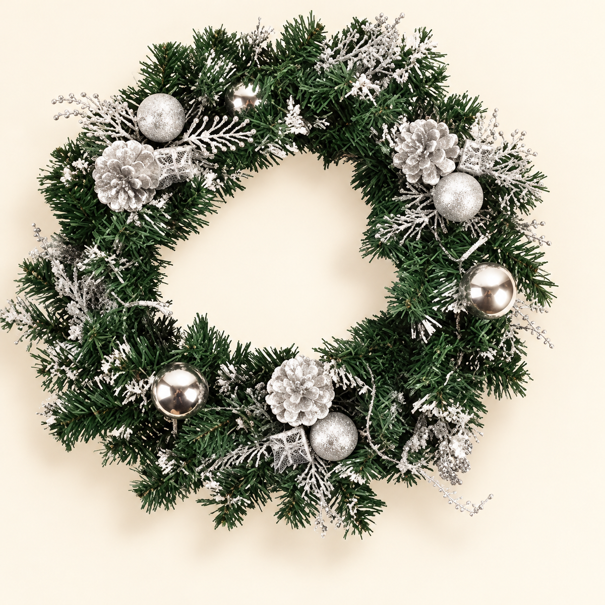 Gold Ornament Lighted Wreath — Silver / 20cm / Silver / 30cm / Silver / 40cm
