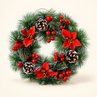 Poinsettia & Pinecone Wreath — Three Flowers