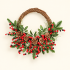 Poinsettia & Pinecone Wreath — Red Fruit Wreath