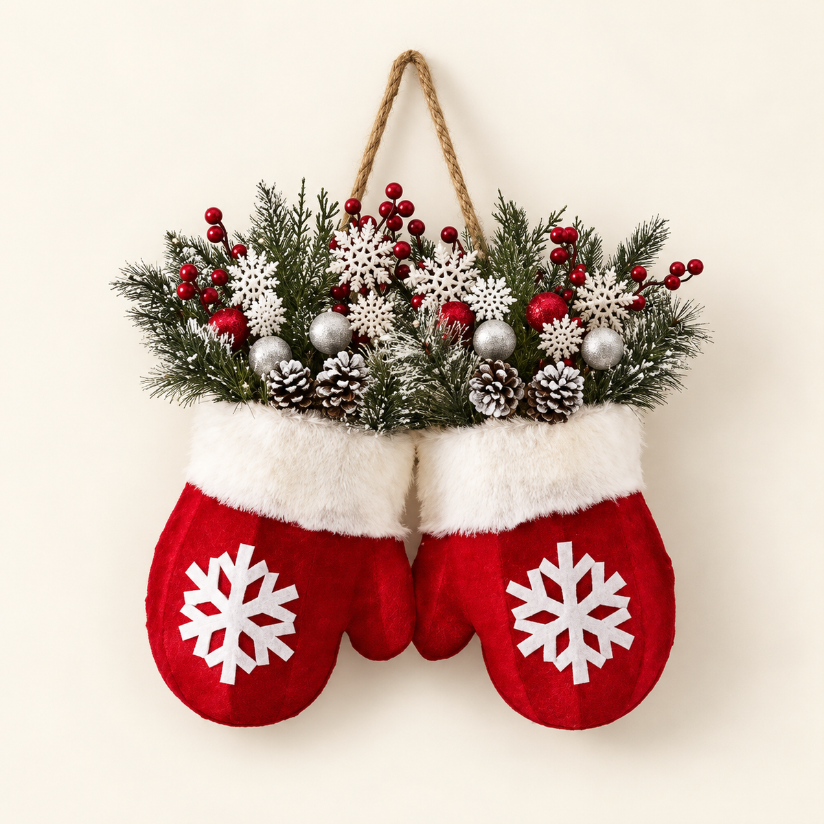 Christmas Mittens Door Wreath — Without Lights