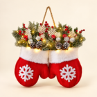 Christmas Mittens Door Wreath — With Lights