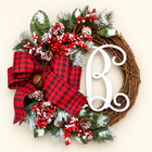 Plaid Bow & Berry Wreath — 30cm American B Garland 230g